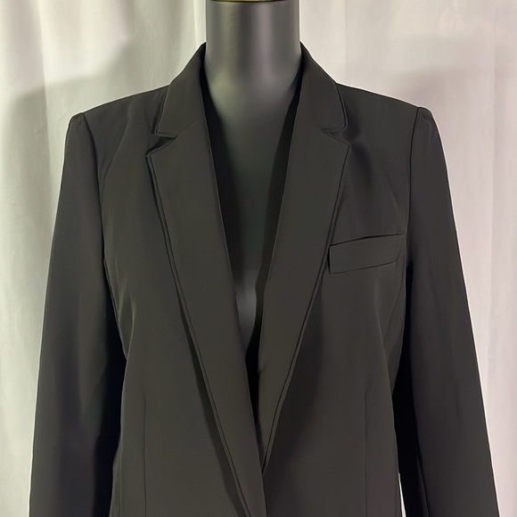 White House Black Market Black Single Button Zipper Accent Blazer - Picture 4 of 16